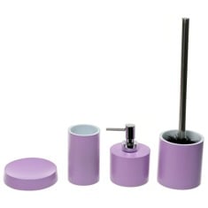 Bathroom Accessory Set In Lilac With 4 Pieces, Free Stand